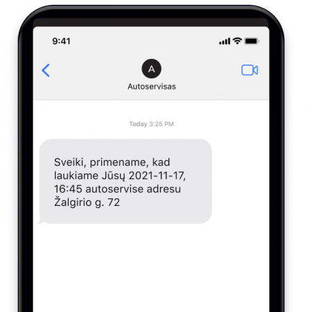 Autoserviso sms priminimas Autoserviso sms priminimas